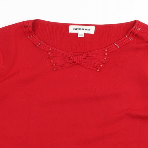 Gerard Womens Red Scoop Neck Viscose Pullover Jumper Size 14