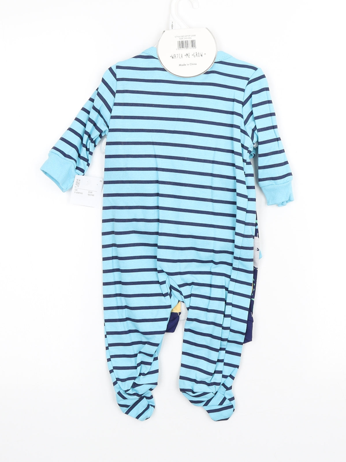 Watch Me Grow Baby Multicoloured Cotton Babygrow One-Piece Size 3-6 Months Snap - 7 piece set, Dinosaur