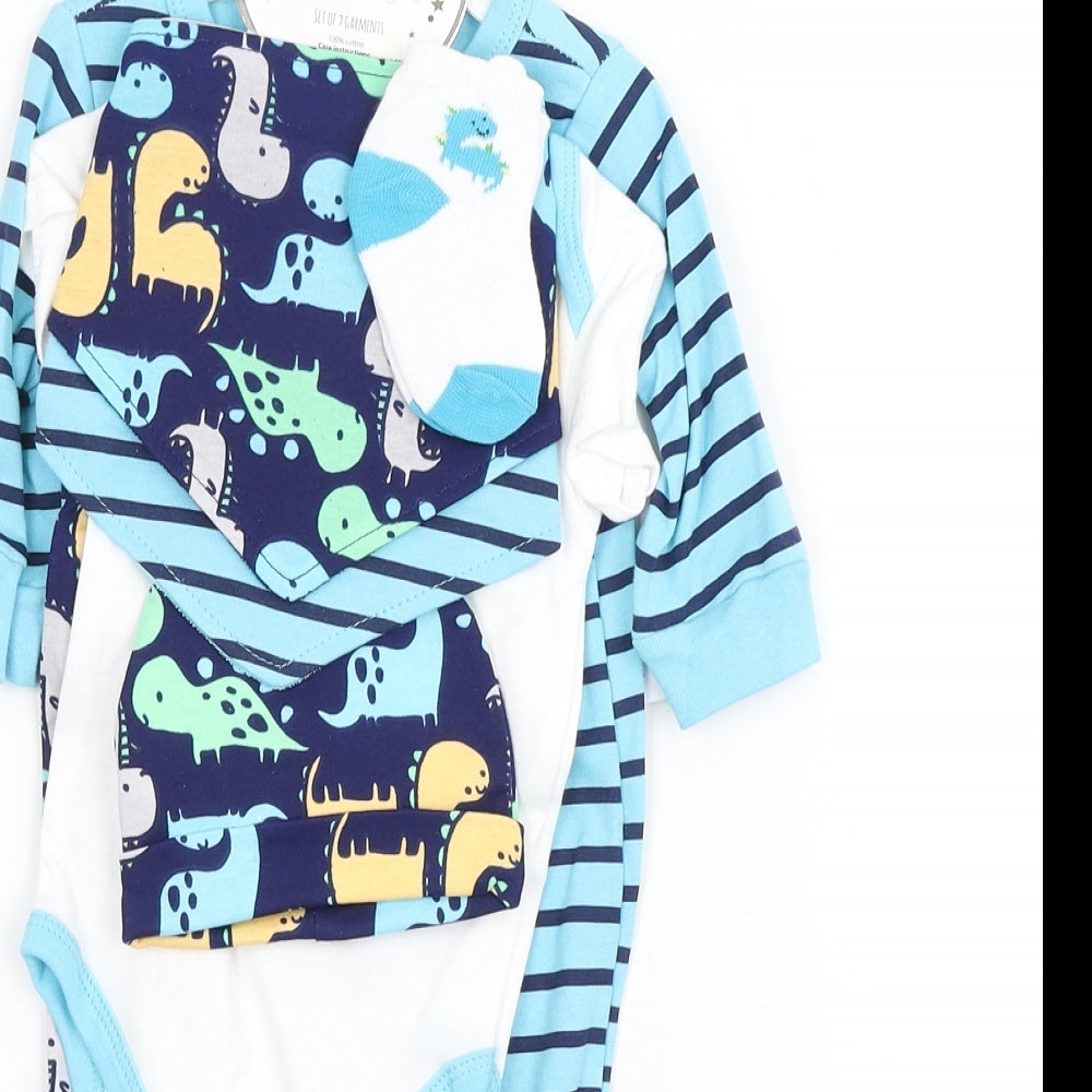 Watch Me Grow Baby Multicoloured Cotton Babygrow One-Piece Size 3-6 Months Snap - 7 piece set, Dinosaur