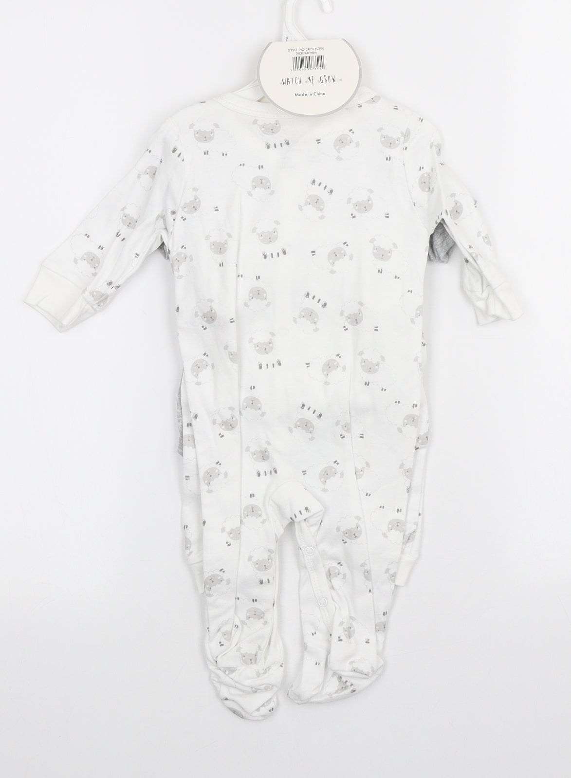 Watch Me Grow Baby Multicoloured Geometric Cotton Babygrow One-Piece Size 3-6 Months Snap - 7 piece set, Sheep