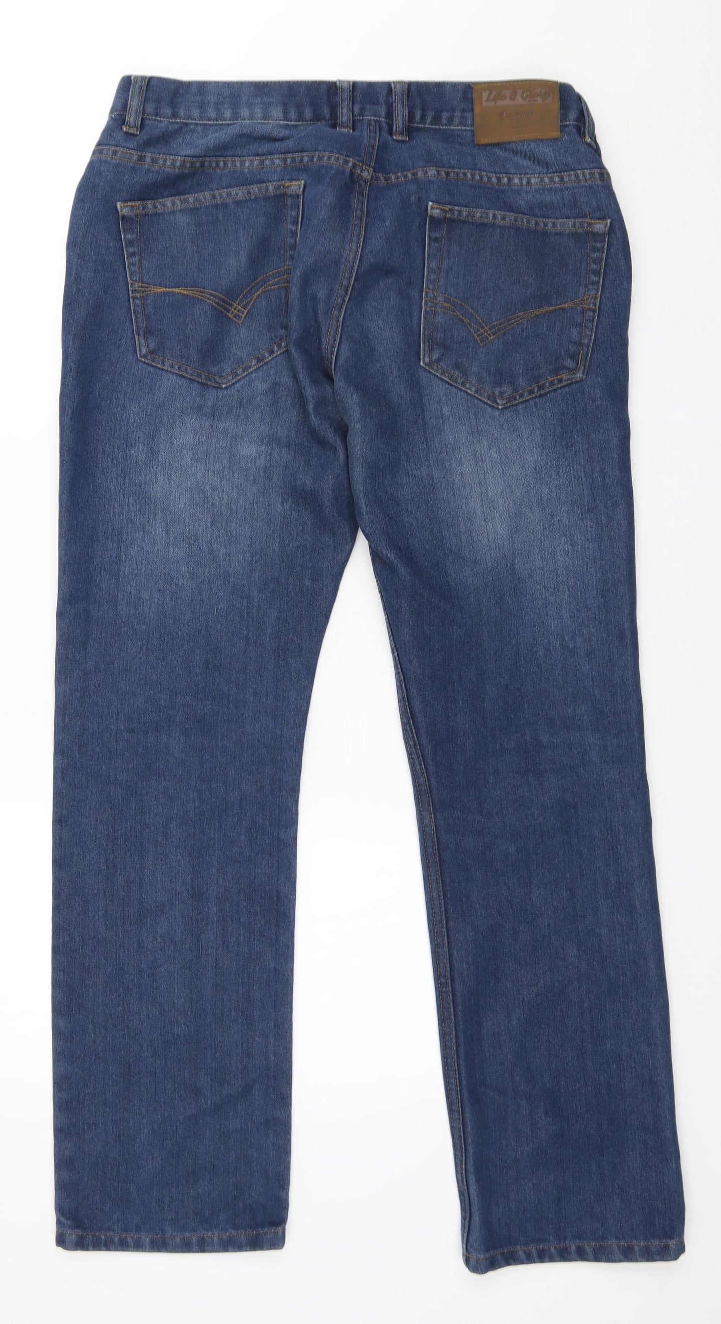 Life & Glory Mens Blue Cotton Straight Jeans Size 36 in L30 in Regular Button