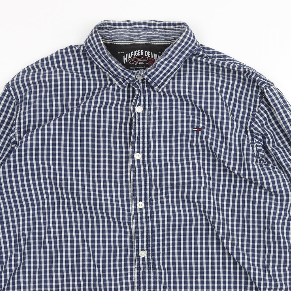 Hilfiger Denim Mens Multicoloured Check Cotton Button-Up Size XL Collared Button