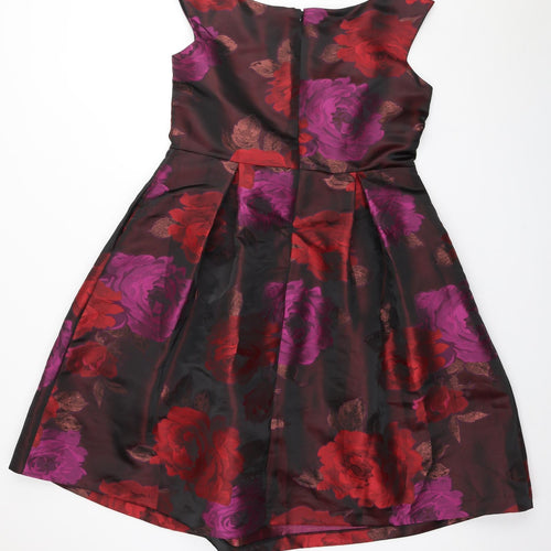 Joanna Hope Womens Multicoloured Floral Polyester A-Line Size 18 Scoop Neck Zip