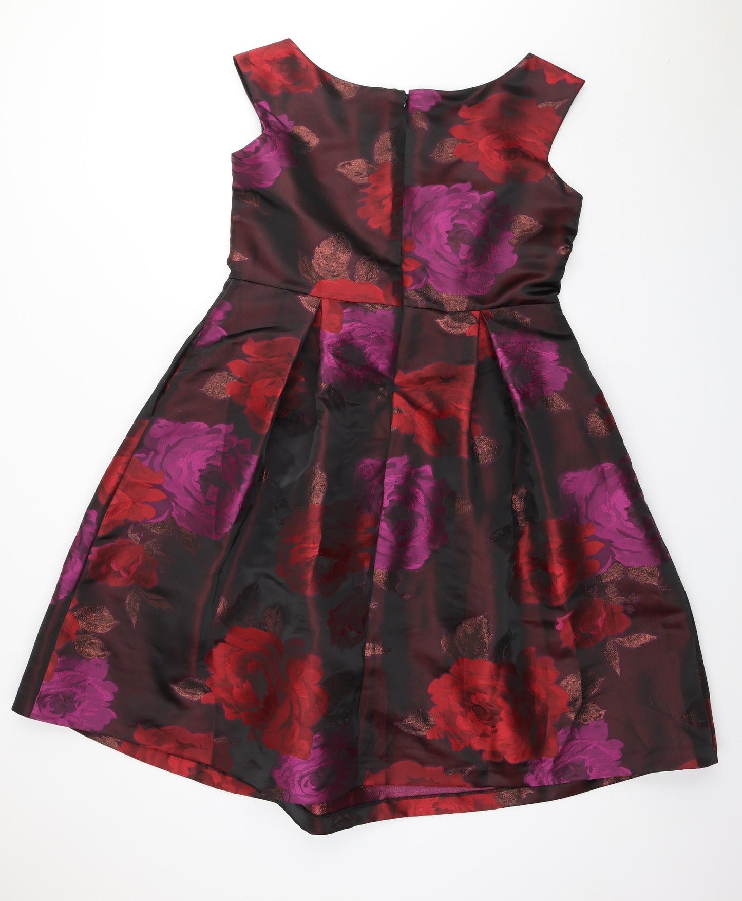 Joanna Hope Womens Multicoloured Floral Polyester A-Line Size 18 Scoop Neck Zip