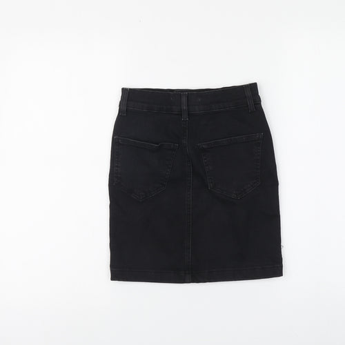 Denim & Co. Womens Black Cotton Mini Skirt Size 4 Button