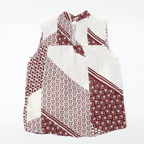 NEXT Womens White Geometric Viscose Basic Blouse Size 12 Halter