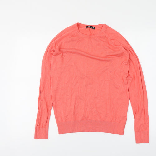 Dunnes Stores Womens Orange Round Neck Viscose Pullover Jumper Size M