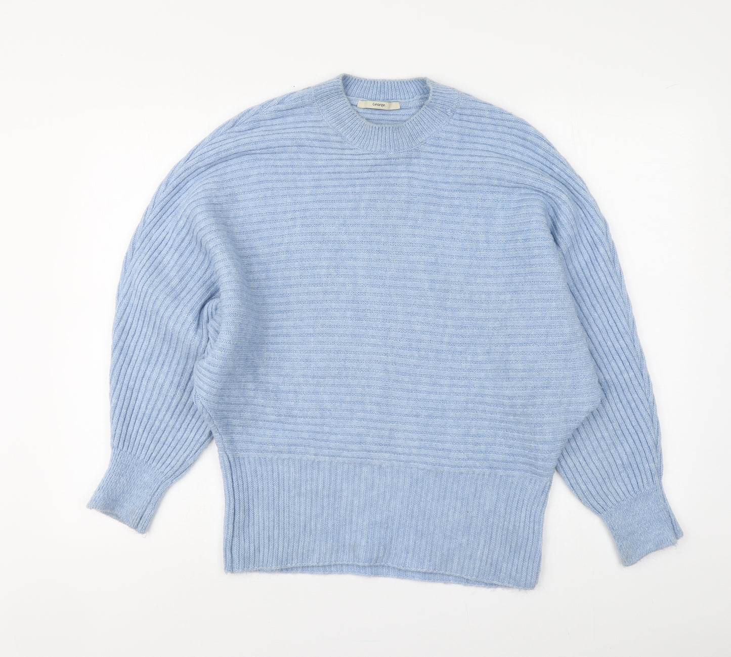 George Womens Blue Round Neck Acrylic Pullover Jumper Size S