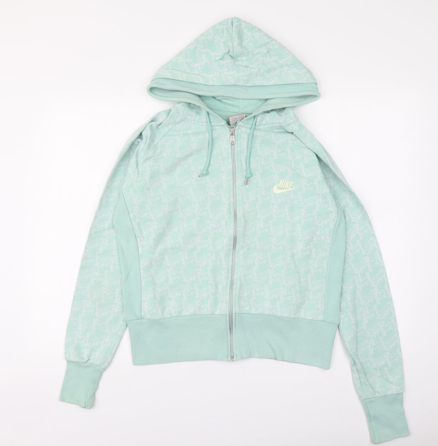 Nike Womens Green Cotton Full Zip Hoodie Size L Zip