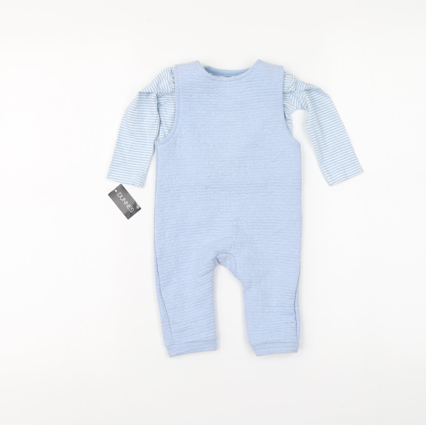 Dunnes Stores Baby Blue Striped Cotton Babygrow One-Piece Size 3-6 Months Button