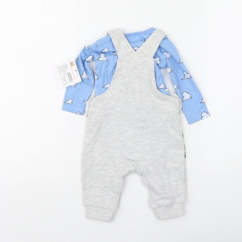 F&F Baby Grey Geometric Cotton Babygrow One-Piece Size 3-6 Months Button - Toy Story