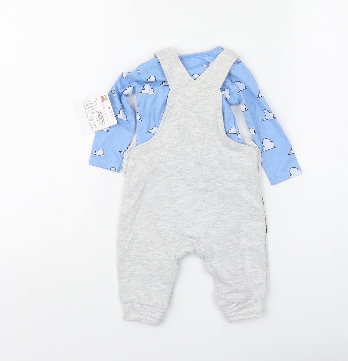 F&F Baby Grey Geometric Cotton Babygrow One-Piece Size 3-6 Months Button - Toy Story