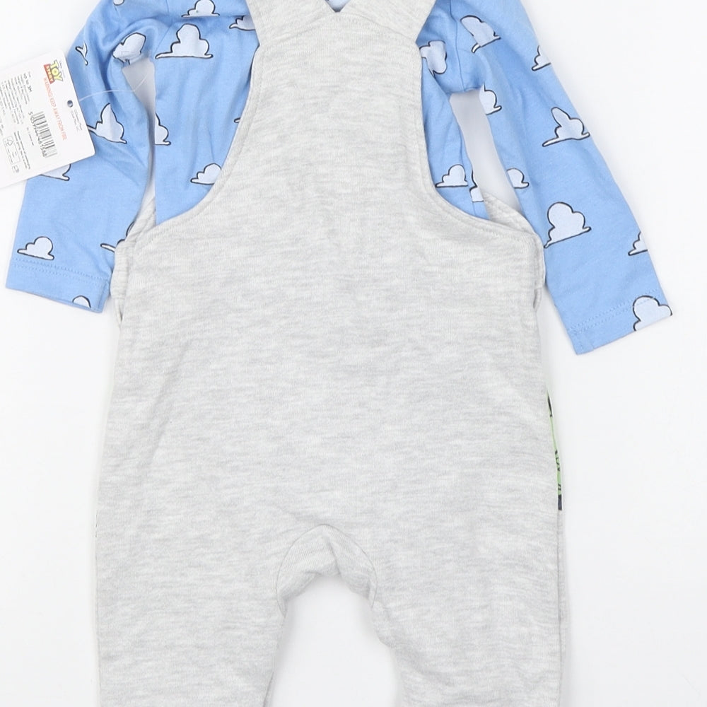 F&F Baby Grey Geometric Cotton Babygrow One-Piece Size 3-6 Months Button - Toy Story