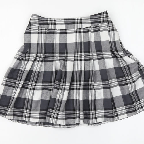 New Look Girls Grey Plaid Polyester Skater Skirt Size 12 Years Regular Zip