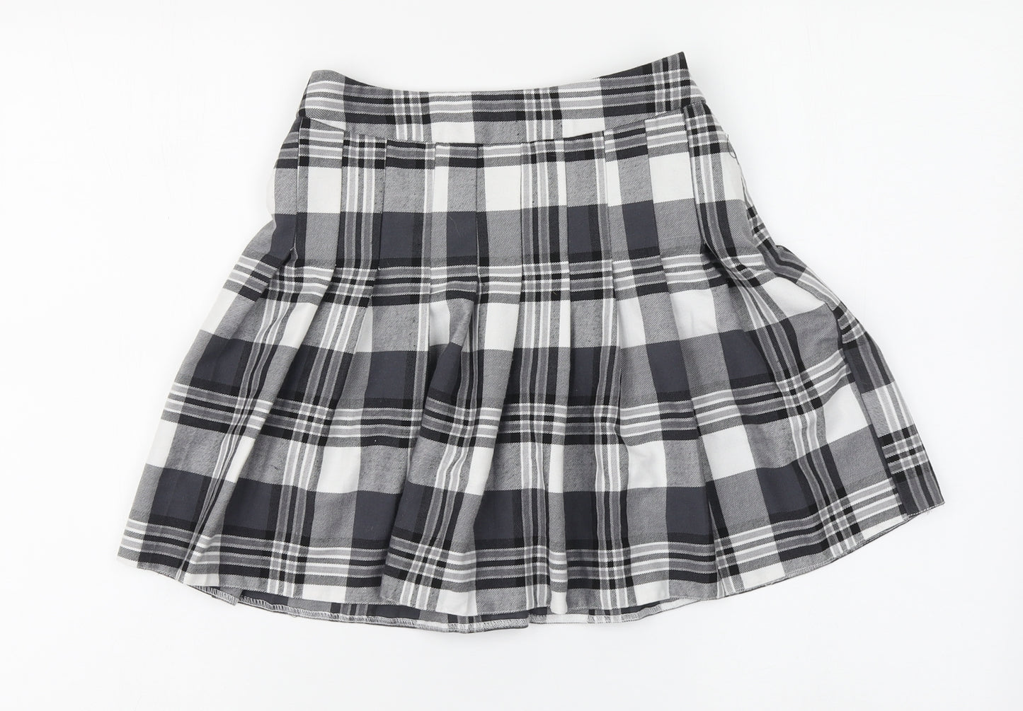 New Look Girls Grey Plaid Polyester Skater Skirt Size 12 Years Regular Zip