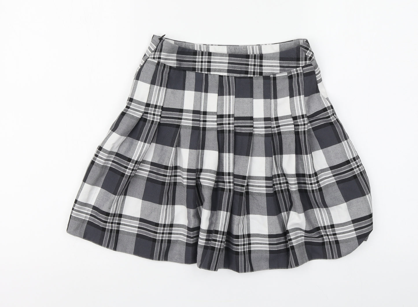 New Look Girls Grey Plaid Polyester Skater Skirt Size 12 Years Regular Zip
