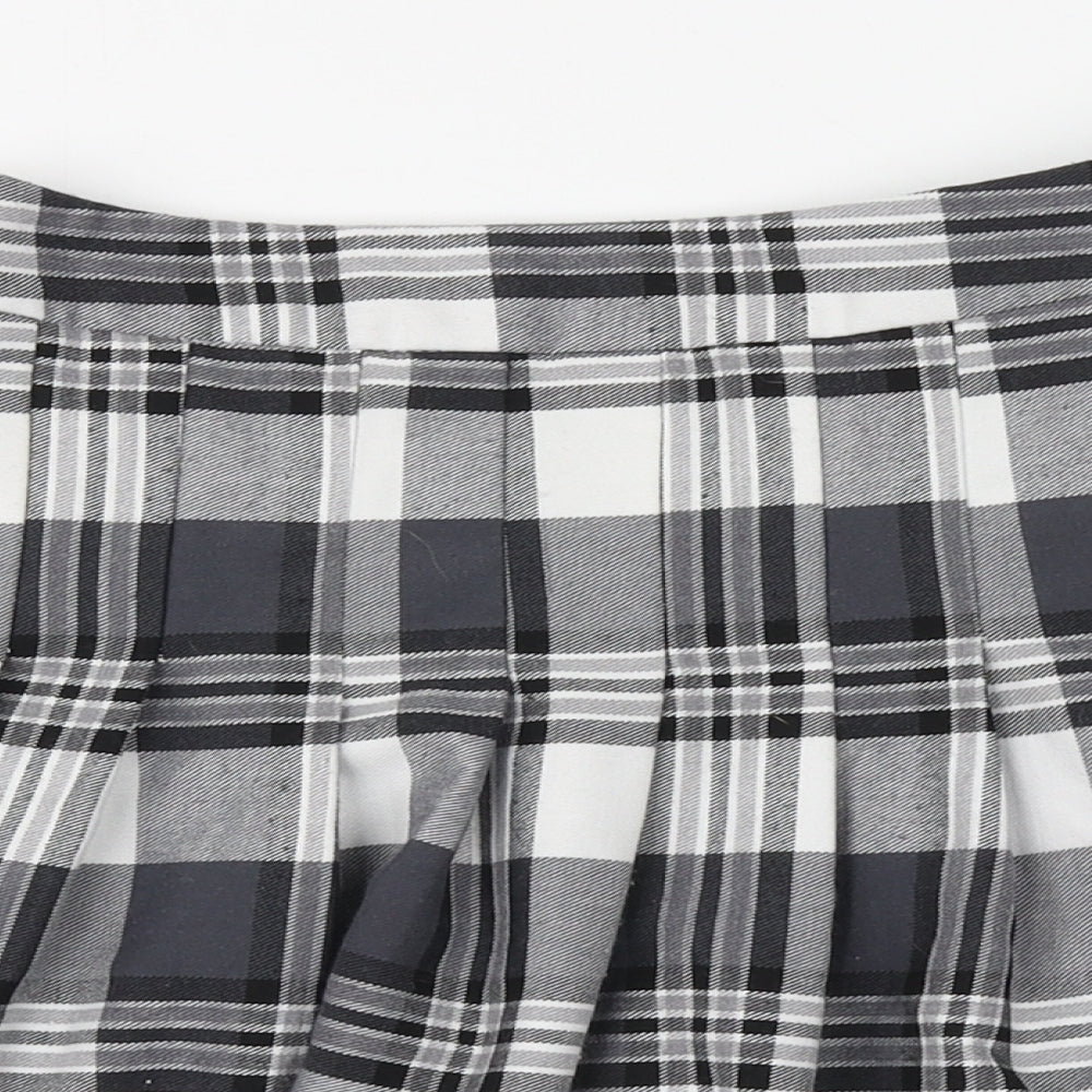 New Look Girls Grey Plaid Polyester Skater Skirt Size 12 Years Regular Zip
