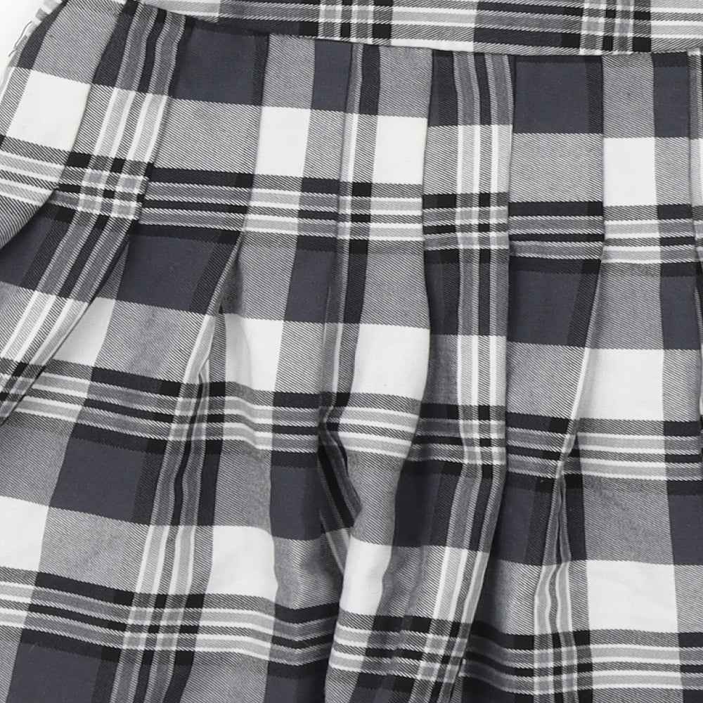 New Look Girls Grey Plaid Polyester Skater Skirt Size 12 Years Regular Zip