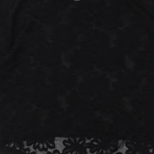 Decjuba Womens Black Floral Polyester Basic Blouse Size S Round Neck