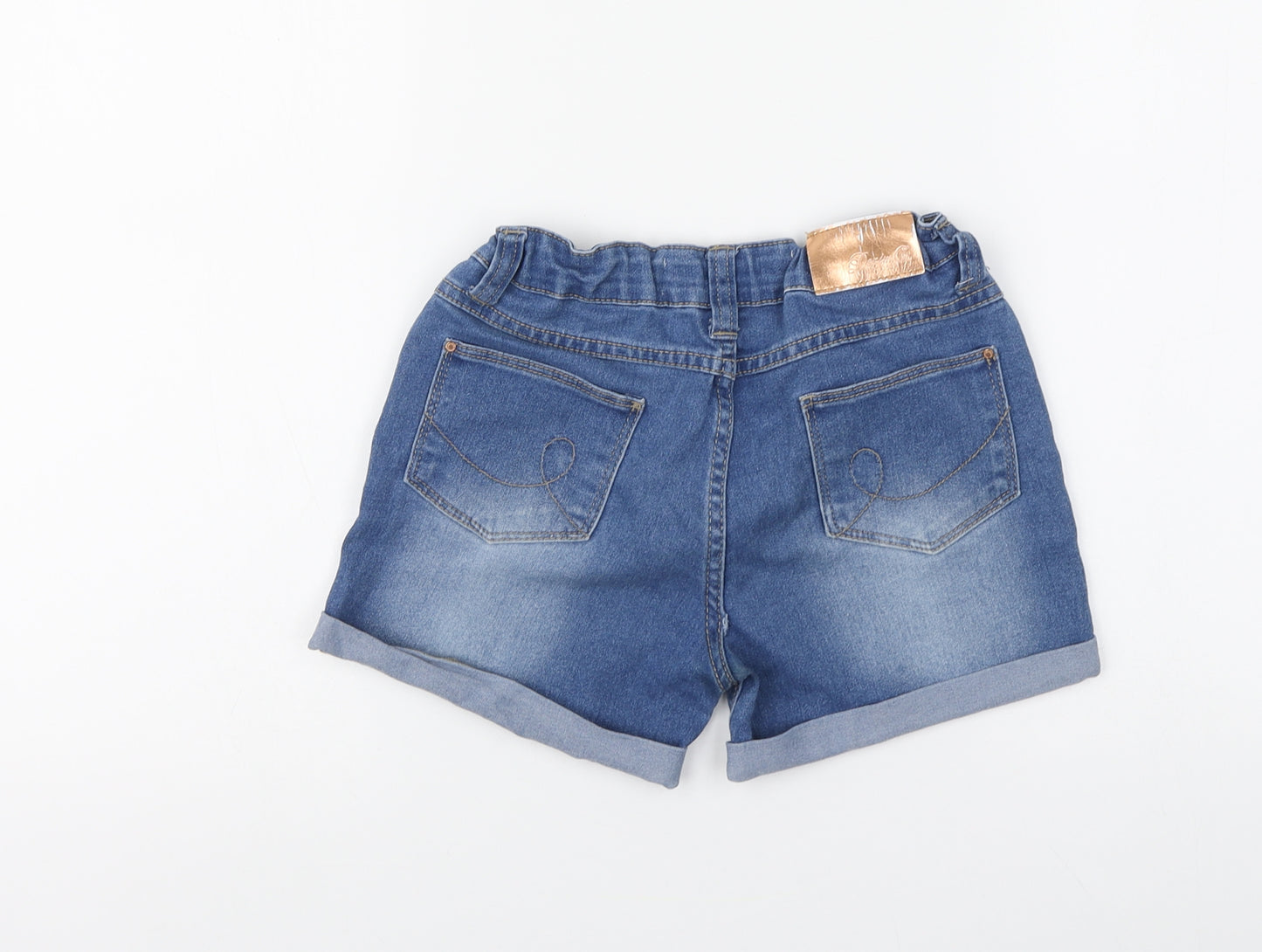 Denim & Co. Girls Blue Cotton Cut-Off Shorts Size 9-10 Years Regular Zip