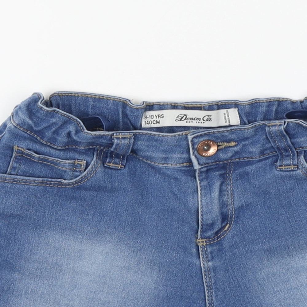 Denim & Co. Girls Blue Cotton Cut-Off Shorts Size 9-10 Years Regular Zip