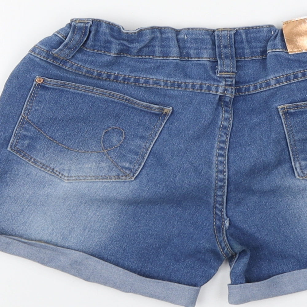 Denim & Co. Girls Blue Cotton Cut-Off Shorts Size 9-10 Years Regular Zip
