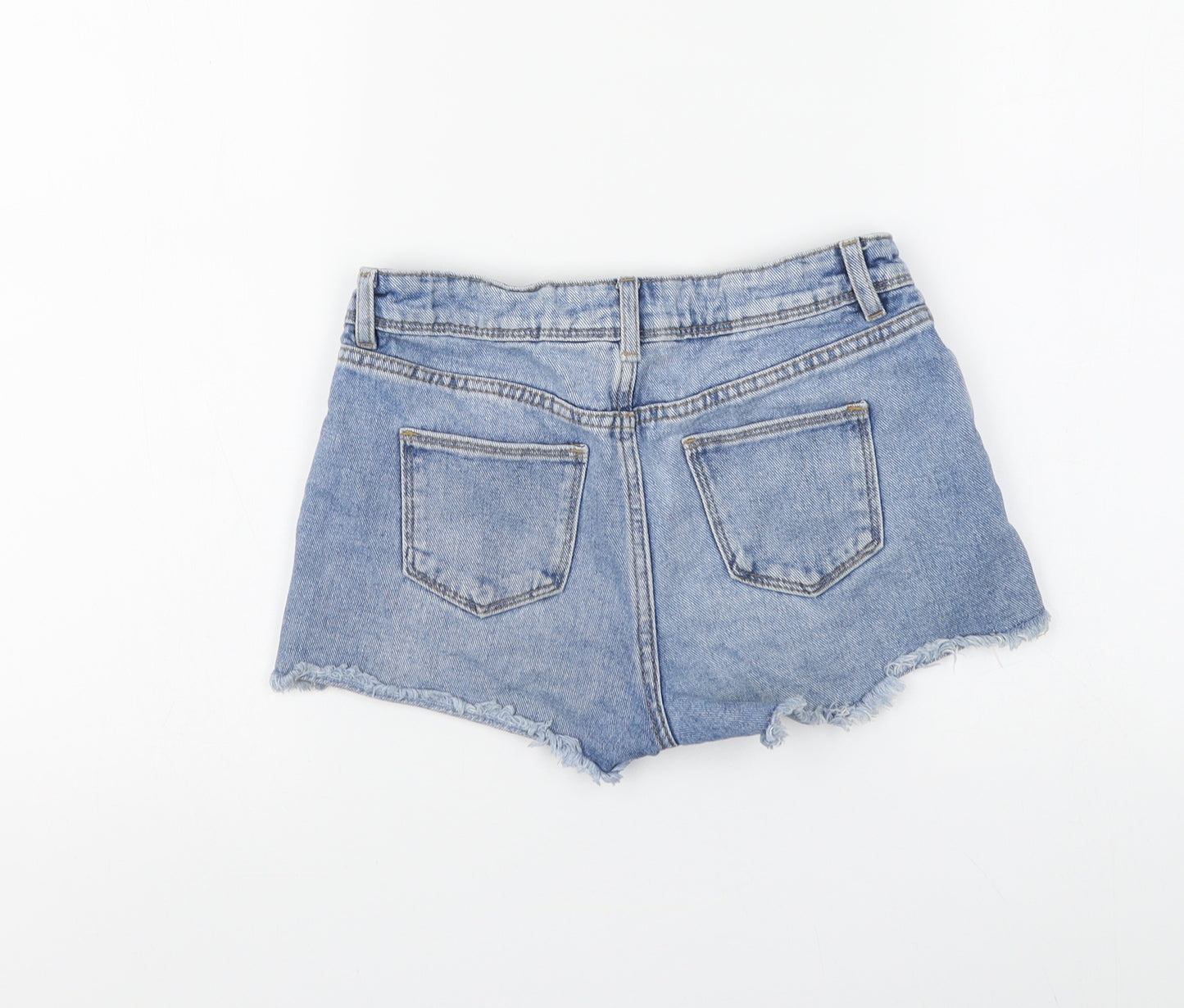 Peanuts Girls Blue Cotton Cut-Off Shorts Size 9-10 Years Regular Zip - Snoopy