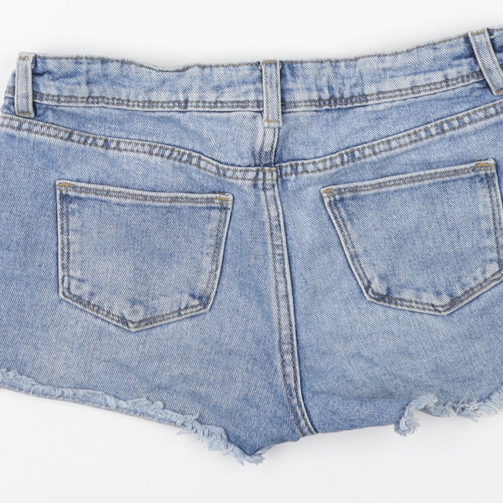 Peanuts Girls Blue Cotton Cut-Off Shorts Size 9-10 Years Regular Zip - Snoopy