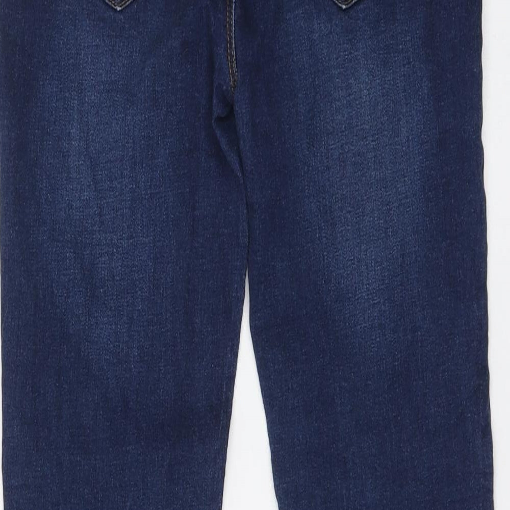 Denim & Co. Girls Blue Cotton Skinny Jeans Size 10-11 Years Regular Button