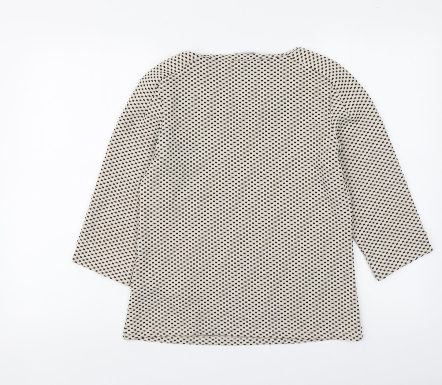 Taifun Womens Beige Geometric Polyester Basic Blouse Size 8 Round Neck