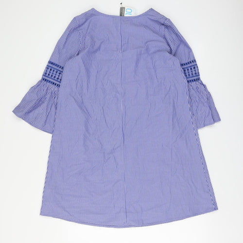 Primark Womens Blue Striped Polyester A-Line Size 10 V-Neck Pullover