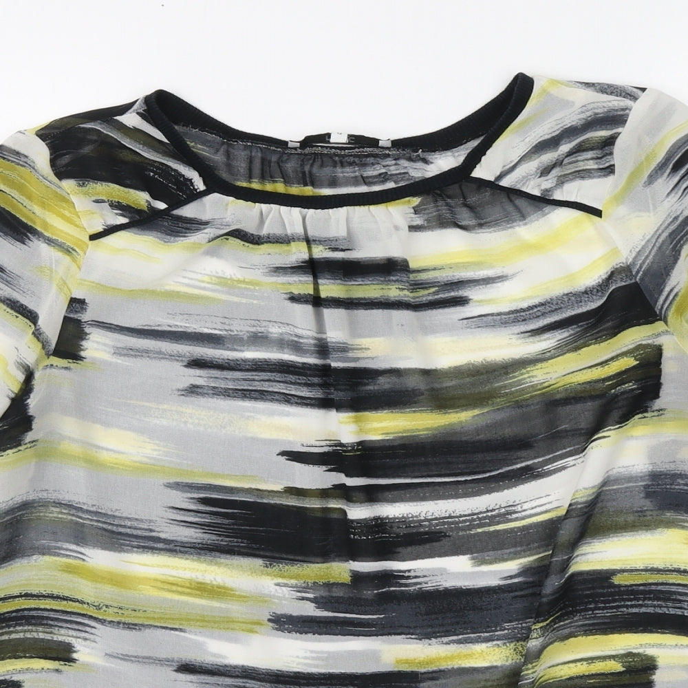 NEXT Womens Multicoloured Striped Polyester Basic Blouse Size 12 Round Neck