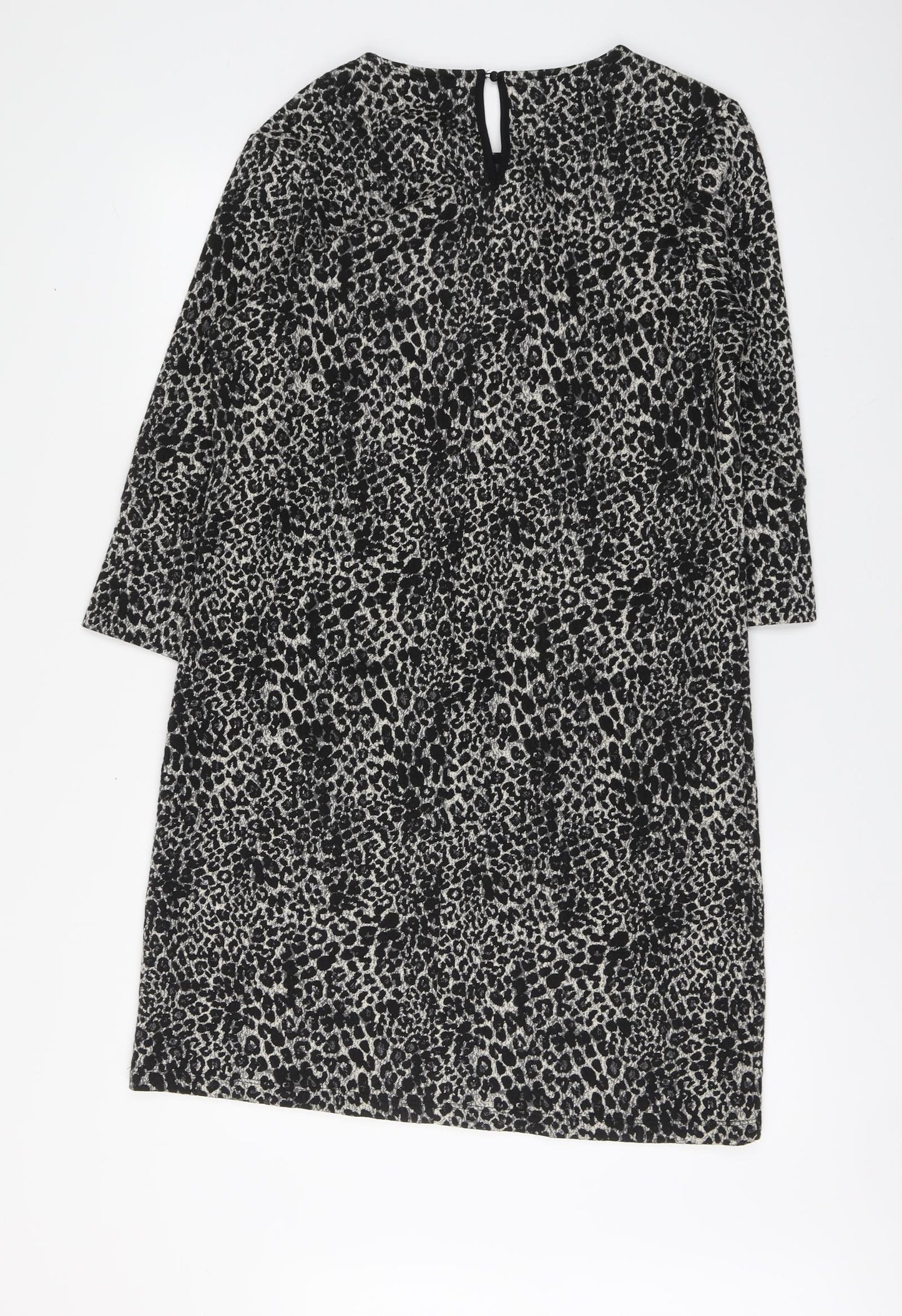 Gallery Womens Black Animal Print Polyester A-Line Size M Round Neck Pullover