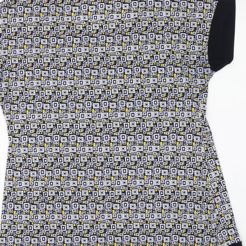 Gerard Womens Blue Geometric Polyester Basic Blouse Size 14 Round Neck