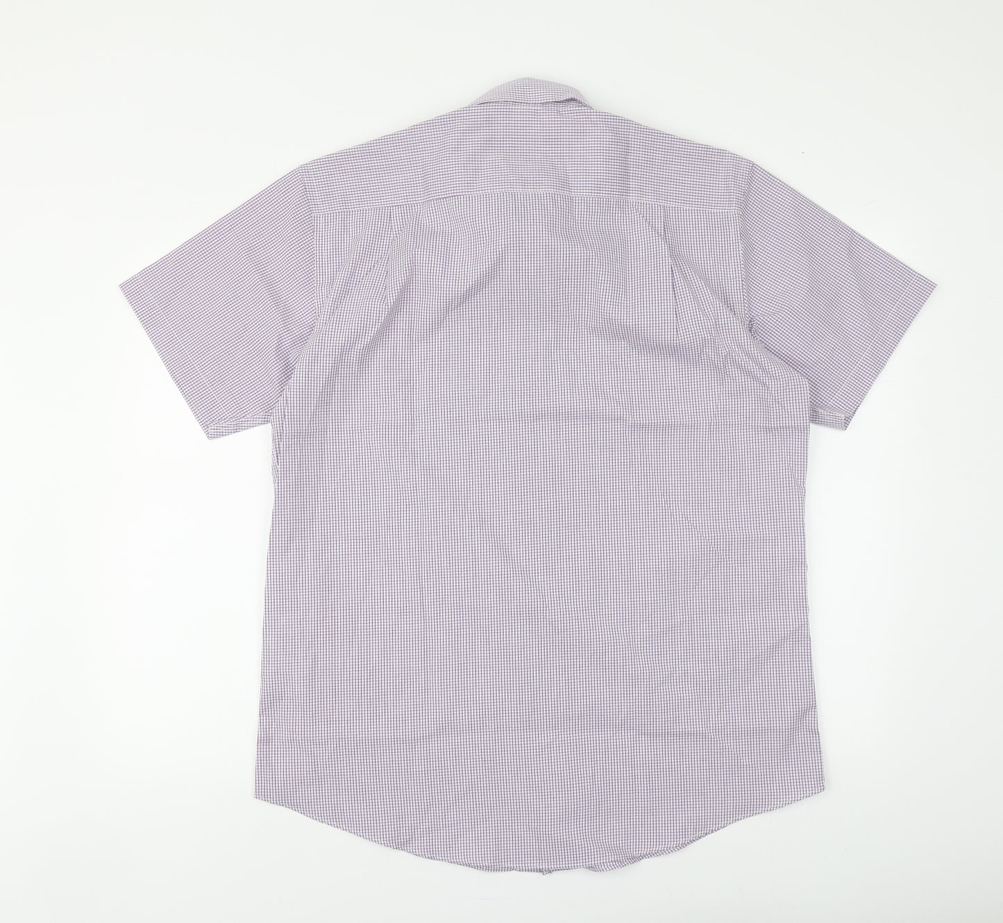 Taylor & Wright Mens Pink Check Polyester Button-Up Size 16 Collared Button