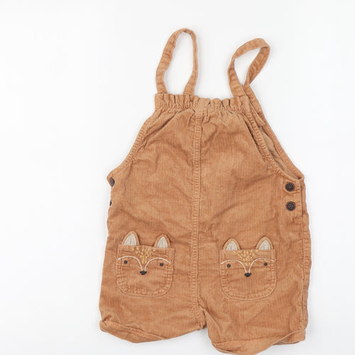 NEXT Girls Brown Cotton Dungaree Shorts Shorts Size 3-4 Years Regular Snap - Foxes