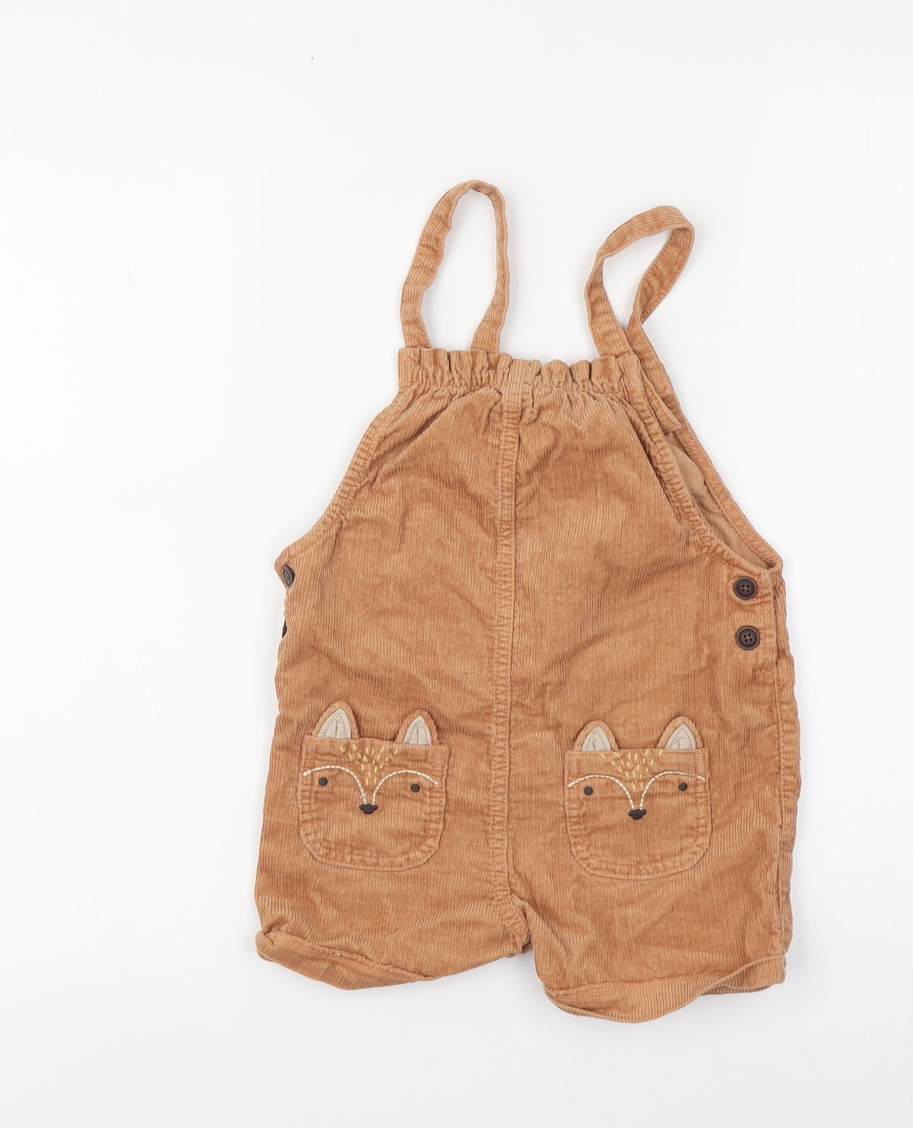 NEXT Girls Brown Cotton Dungaree Shorts Shorts Size 3-4 Years Regular Snap - Foxes