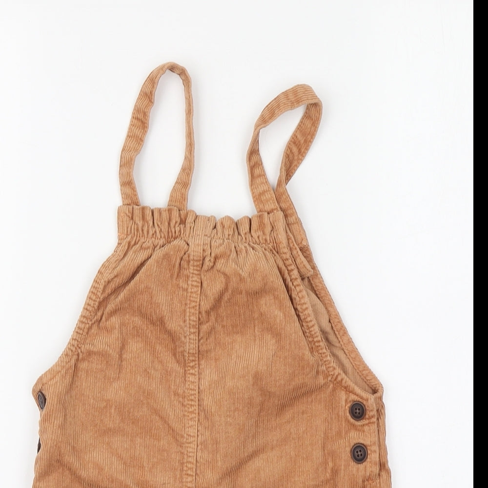 NEXT Girls Brown Cotton Dungaree Shorts Shorts Size 3-4 Years Regular Snap - Foxes