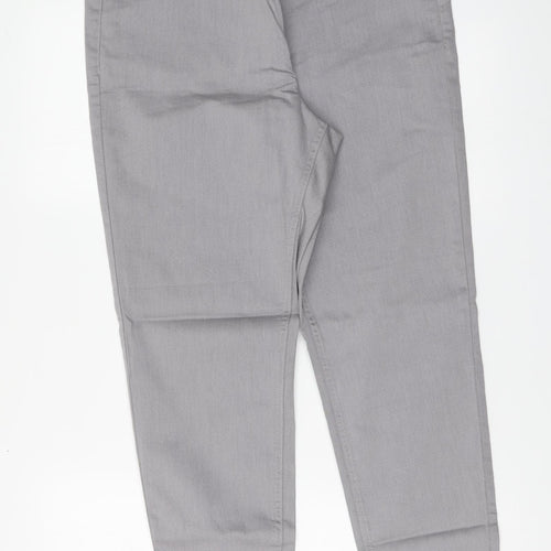 Marks and Spencer Womens Grey Cotton Jegging Trousers Size 16 L28 in Regular Button