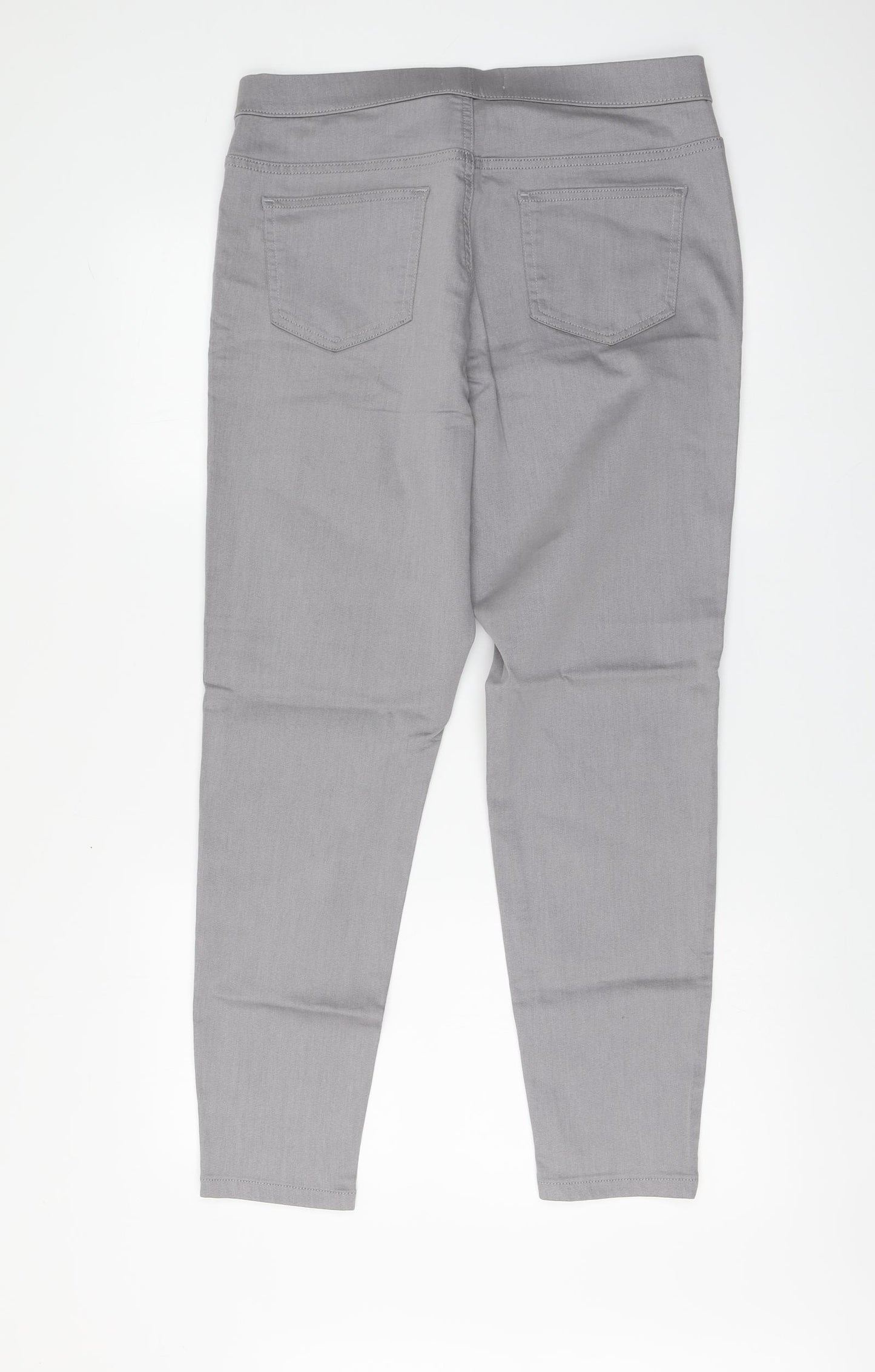Marks and Spencer Womens Grey Cotton Jegging Trousers Size 16 L28 in Regular Button