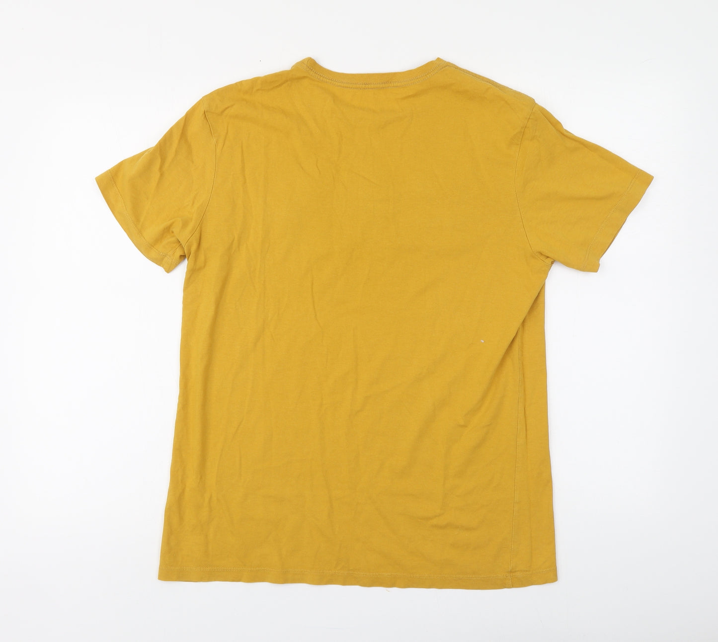 Gap Mens Yellow Cotton T-Shirt Size M Round Neck