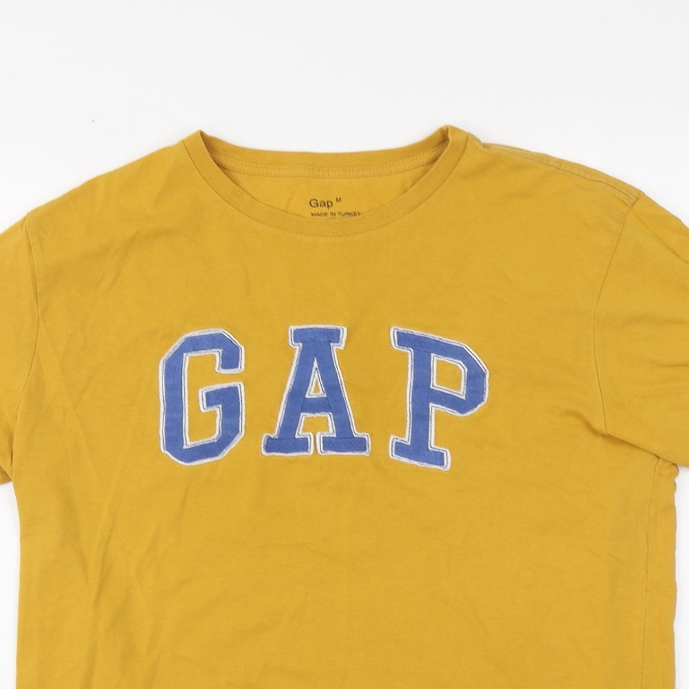 Gap Mens Yellow Cotton T-Shirt Size M Round Neck