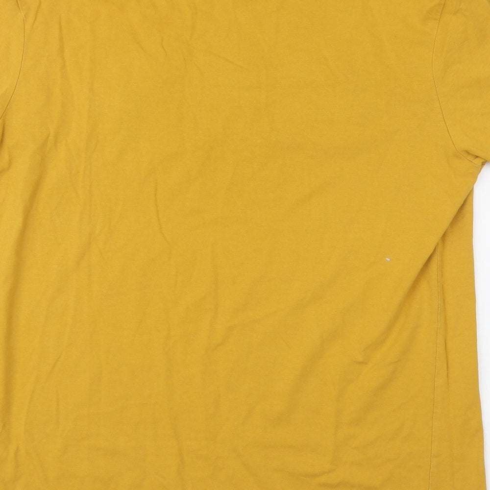 Gap Mens Yellow Cotton T-Shirt Size M Round Neck