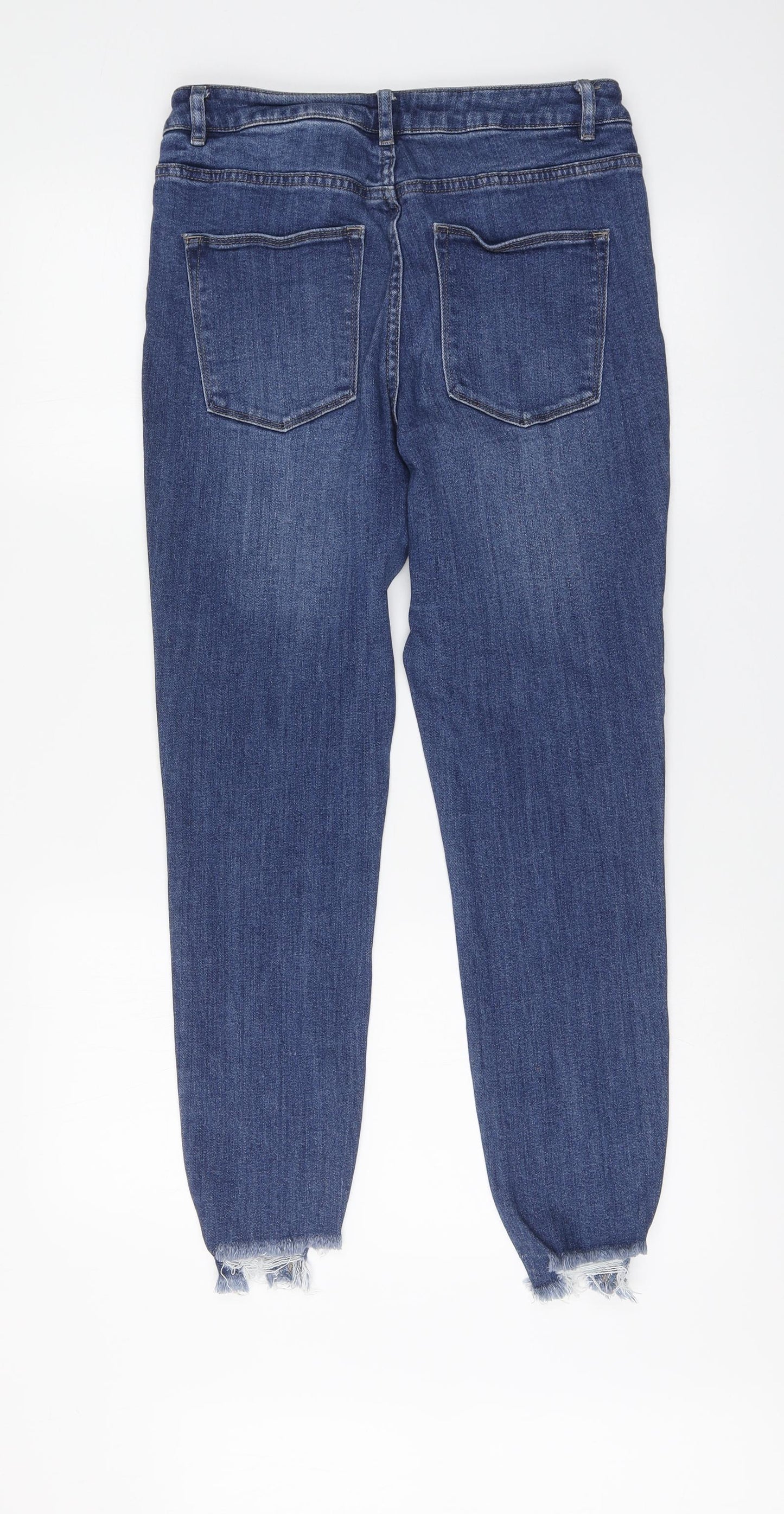 NEXT Womens Blue Cotton Skinny Jeans Size 12 L28 in Regular Button