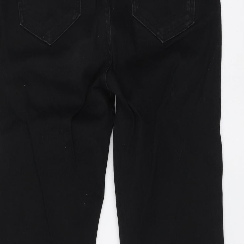 Marks and Spencer Womens Black Cotton Straight Jeans Size 10 L27 in Regular Button