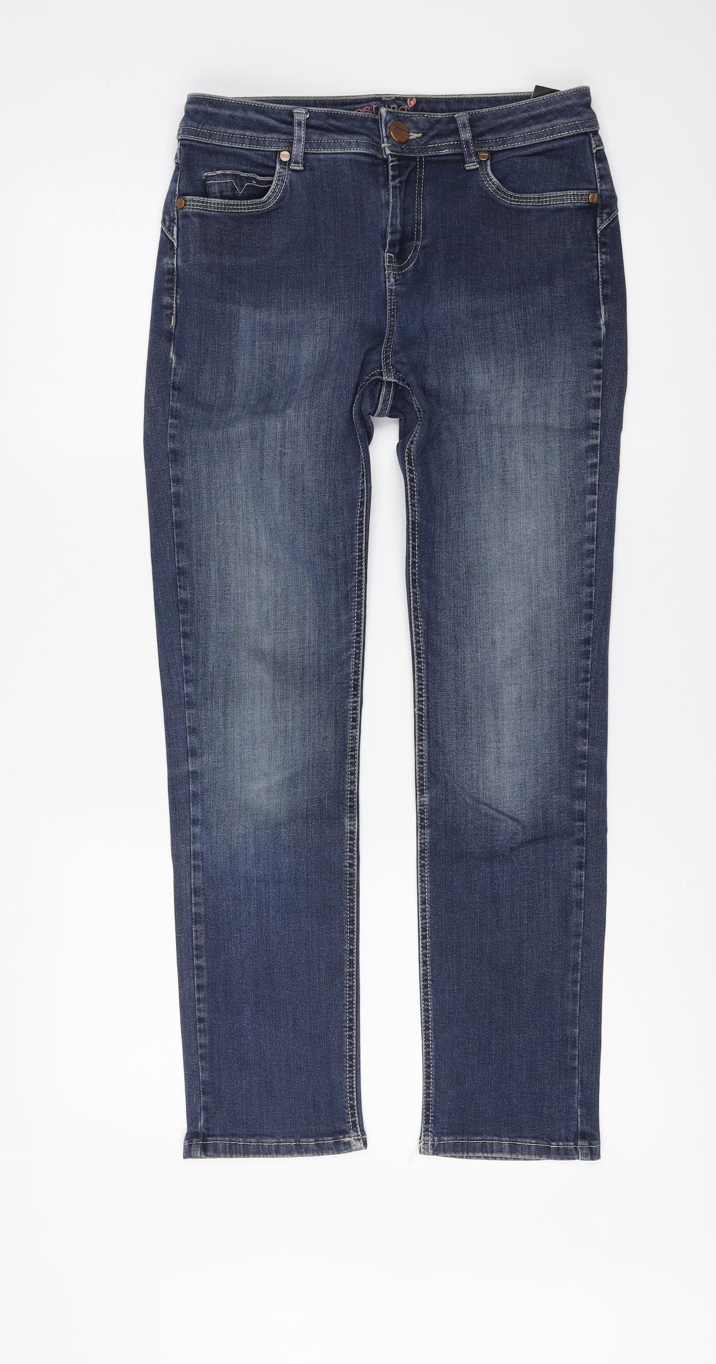 Per Una Womens Blue Cotton Skinny Jeans Size 10 L28 in Regular Button