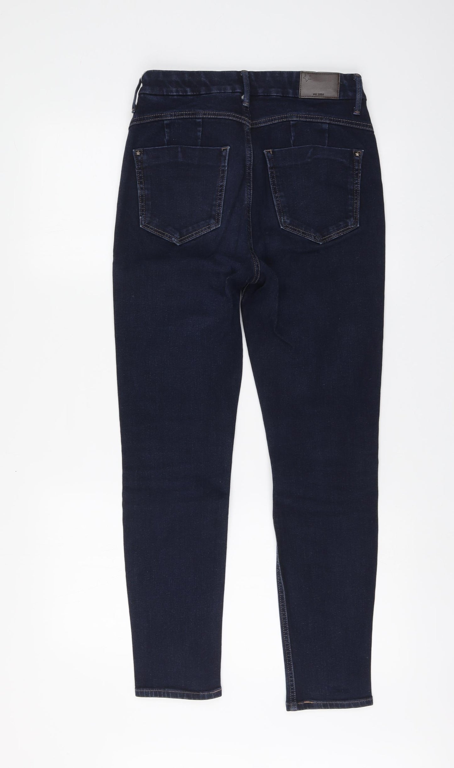 Marks and Spencer Womens Blue Cotton Skinny Jeans Size 10 L28 in Regular Button