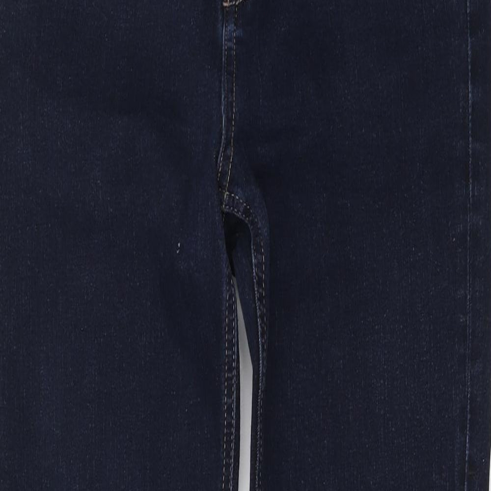 Marks and Spencer Womens Blue Cotton Skinny Jeans Size 10 L28 in Regular Button