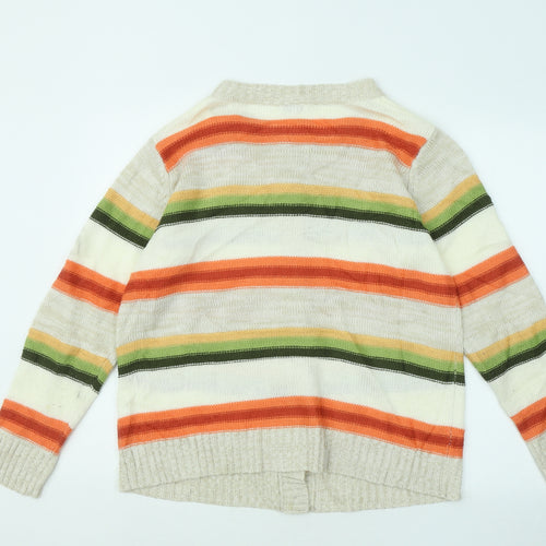 Damart Womens Multicoloured Round Neck Striped Acrylic Cardigan Jumper Size 14