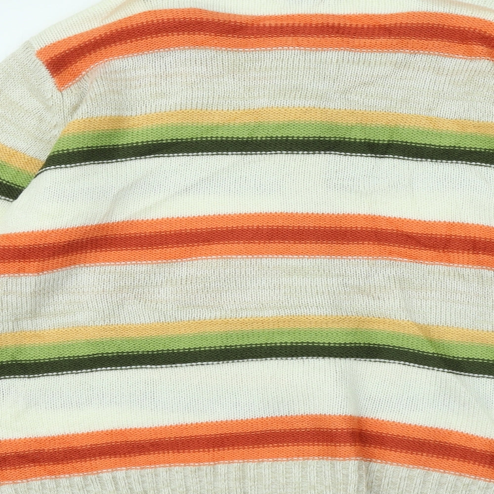 Damart Womens Multicoloured Round Neck Striped Acrylic Cardigan Jumper Size 14